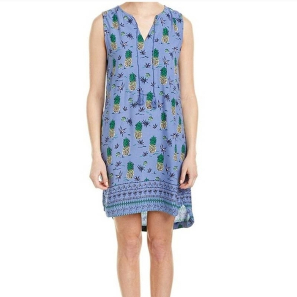 BeachLunchLounge Women's Kayla Blue Pineapple Dress, Medium, Lightweight, Summer